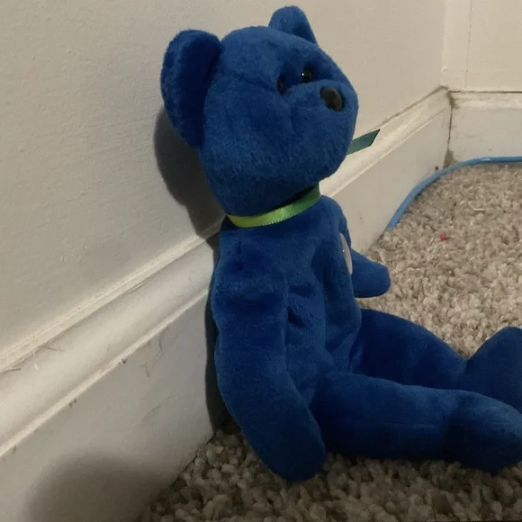 Blue small Beanie Babies teddy bear - Picture 3 of 17